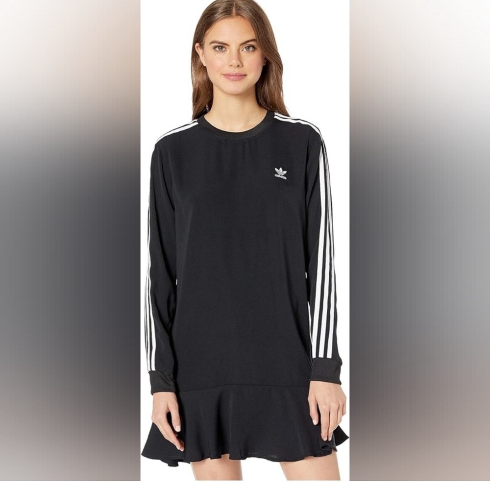 Adidas Black Midi Dress with Signature Style